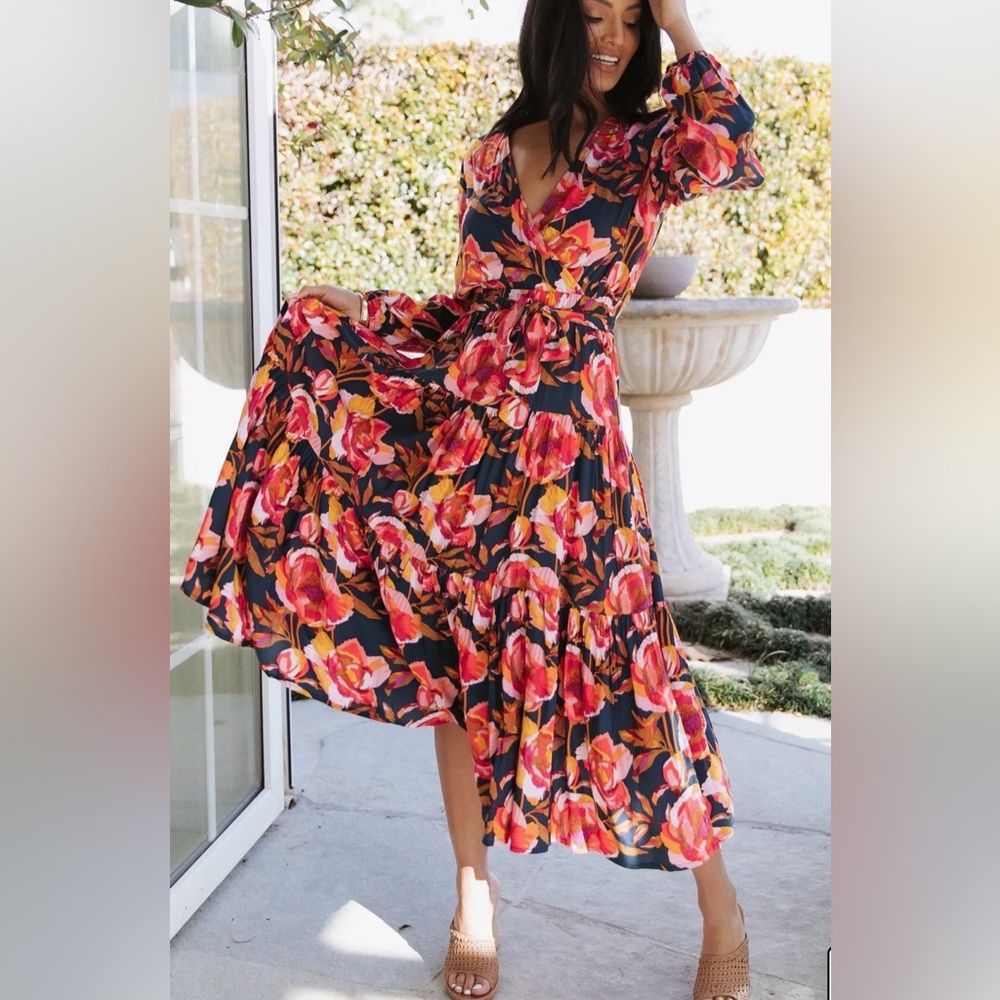 Petal & Pup Vibrant Floral Long Sleeve Dress - size small - Picture 8 of 11